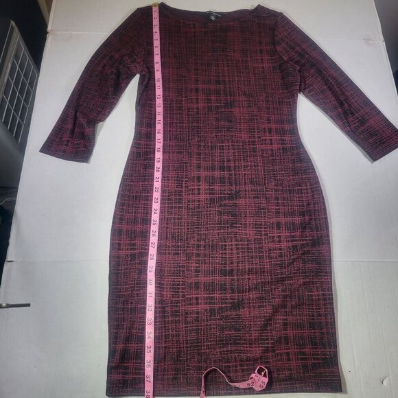 Sharagano Women Professional Red & Black Plaid Sheath Dress 3/4 Sleeves Size 10 - Picture 4 of 7